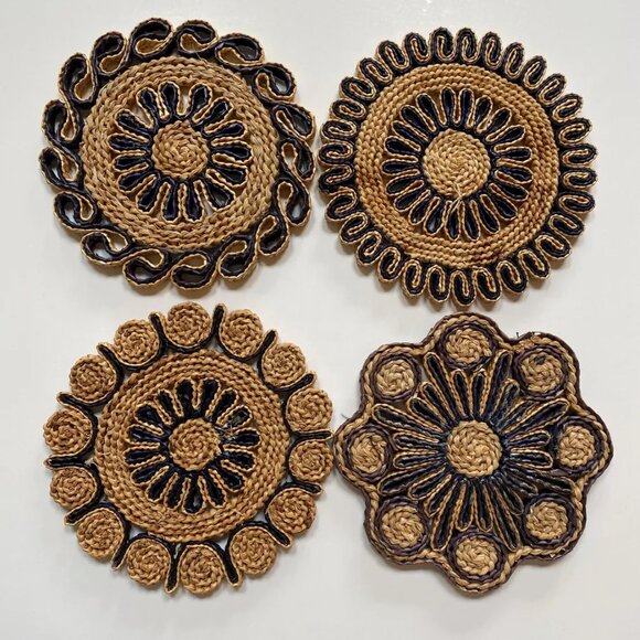 Decorative Straw Trivet Hot Pads - Kitchen Kitsch 70s Retro Kitchen - Picture 2 of 3